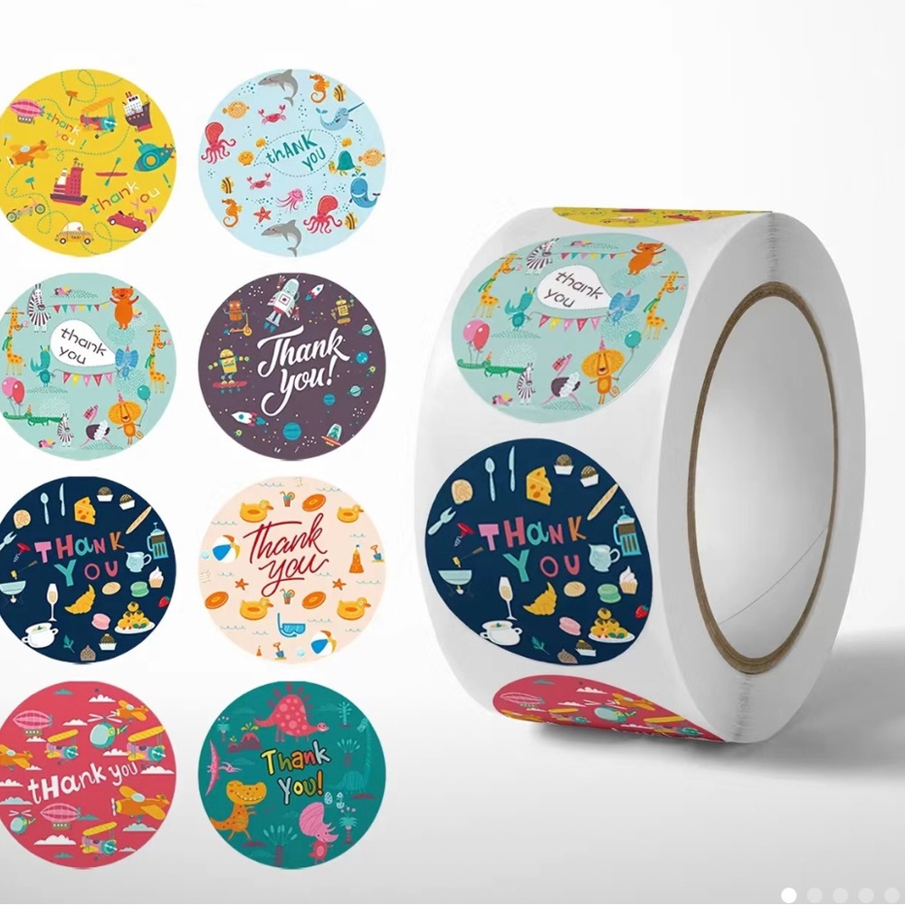 500pcs  Cartoon Thank You Stickers,  8 different design